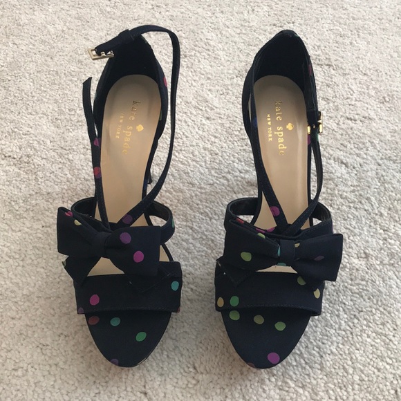 Kate Spade Navy And Colored Polka Dot Heels - Picture 2 of 4